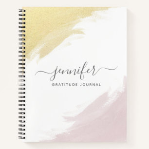 Cuaderno Monograma de oro Girly Rosa Personalizado