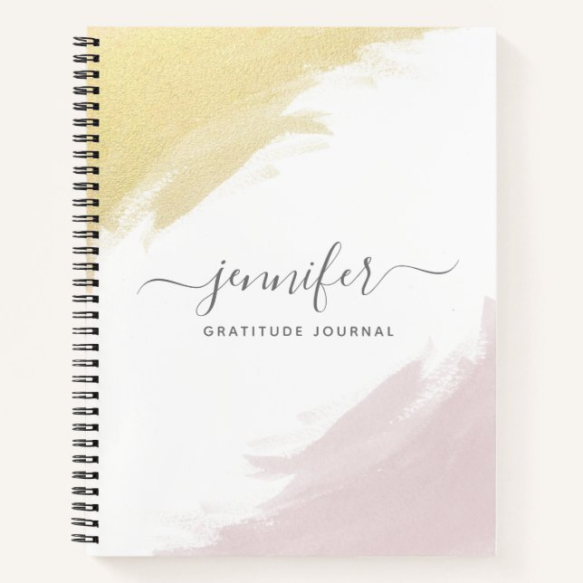 Cuaderno Monograma de oro Girly Rosa Personalizado (Anverso)