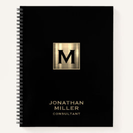 Cuaderno Monograma de oro metálico negro