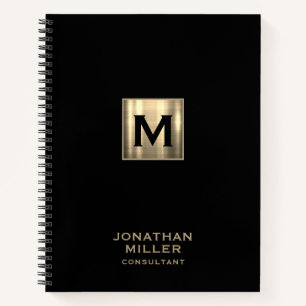 Cuaderno Monograma de oro metálico negro