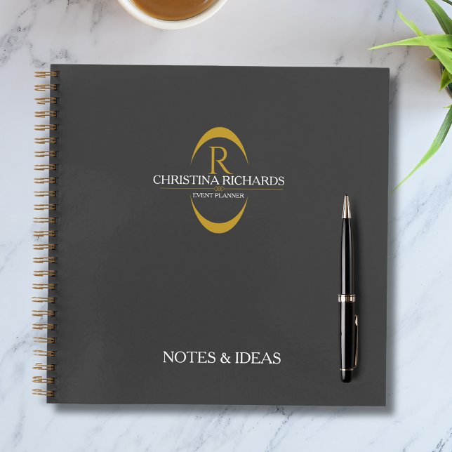 Cuaderno Monograma de oro Negra Moderno Elegante Negocio (Subido por el creador)