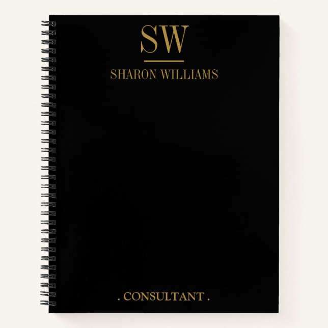 Cuaderno Monograma de oro negro profesional empresarial ini (Anverso)