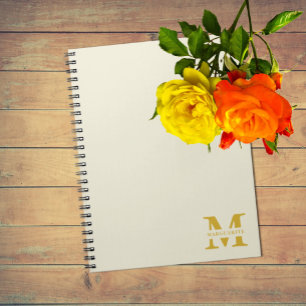 Cuaderno Monograma de oro Neutral Beige