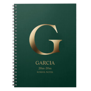Cuaderno Monograma de oro personalizado   Green
