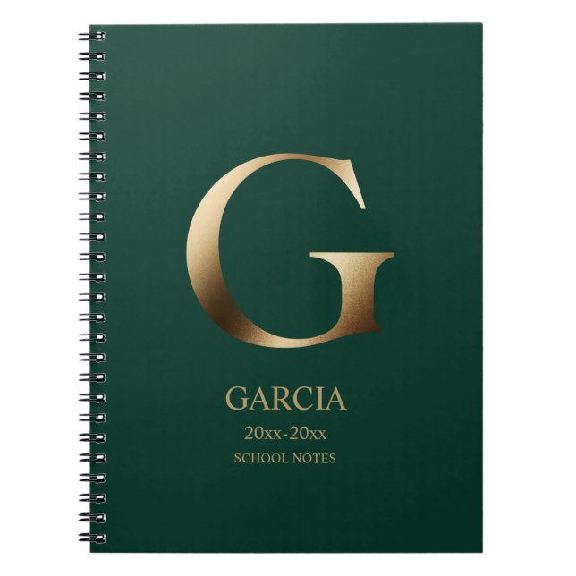 Cuaderno Monograma de oro personalizado | Green (Frente)