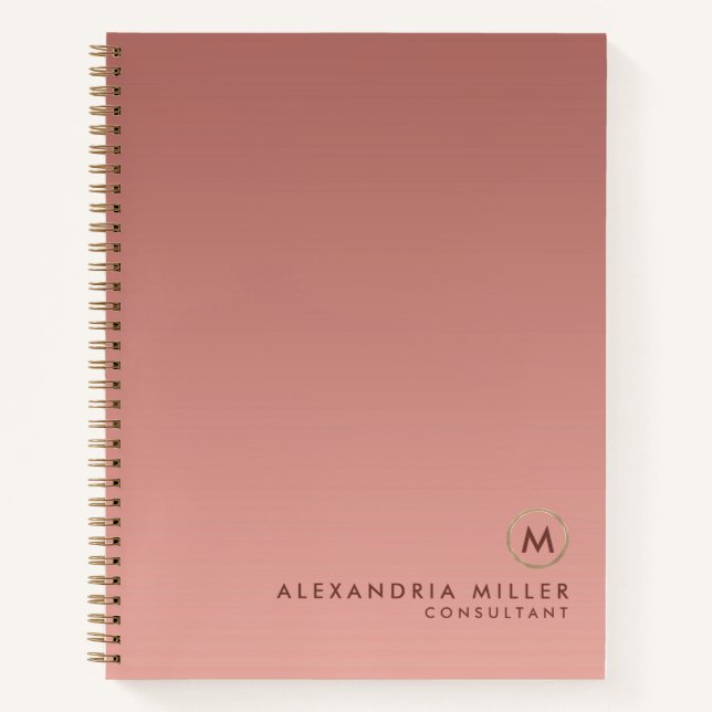 Cuaderno Monograma de oro Rosa elegante (Anverso)
