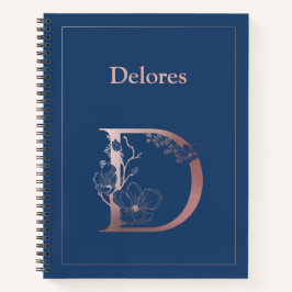 Cuaderno Monograma de oro Rosa personalizado D inicial