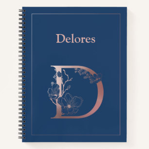 Cuaderno Monograma de oro Rosa personalizado D inicial