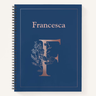 Cuaderno Monograma de oro Rosa personalizado F inicial