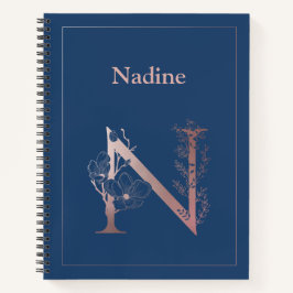 Cuaderno Monograma de oro Rosa personalizado N inicial