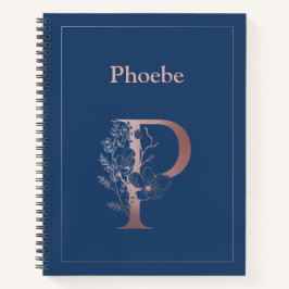 Cuaderno Monograma de oro Rosa personalizado P inicial