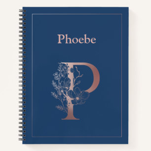Cuaderno Monograma de oro Rosa personalizado P inicial
