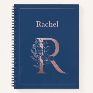 Cuaderno Monograma de oro Rosa personalizado R inicial
