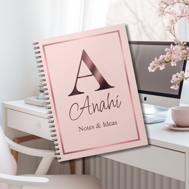 Cuaderno Monograma de oro Rosa personalizado | Rosa (Subido por el creador)