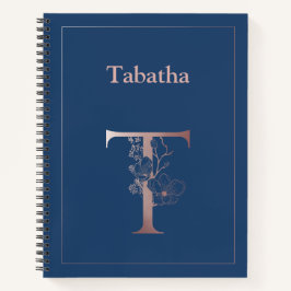 Cuaderno Monograma de oro Rosa personalizado T inicial