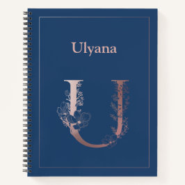 Cuaderno Monograma de oro Rosa personalizado U inicial