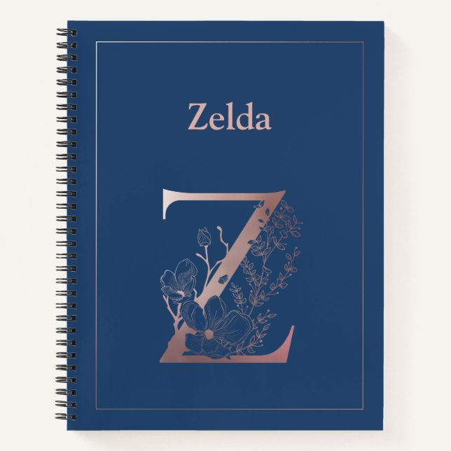 Cuaderno Monograma de oro Rosa personalizado Z inicial (Anverso)