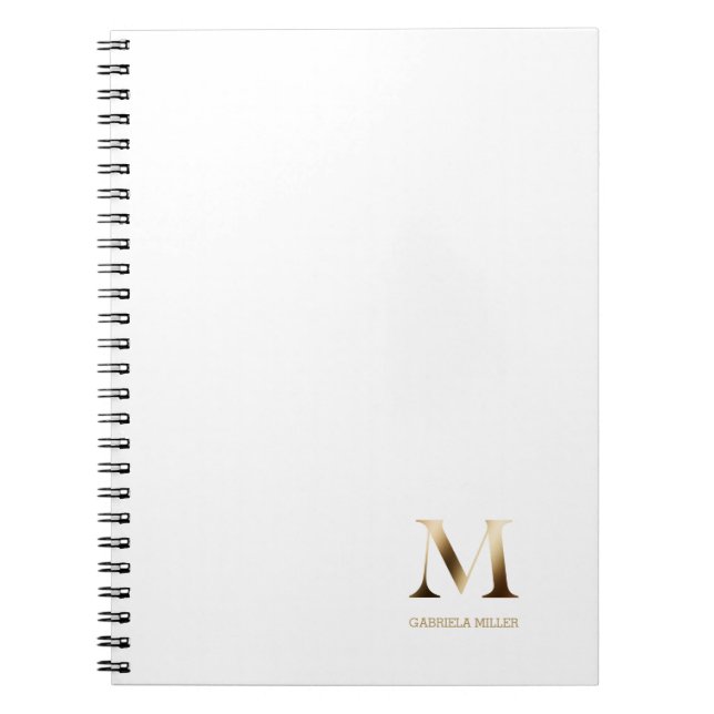 Cuaderno Monograma de oro simple | Blanca (Frente)