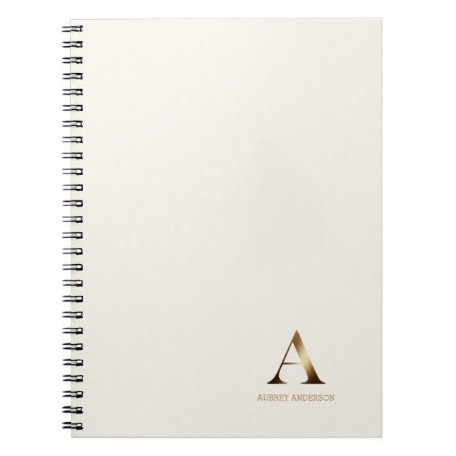Cuaderno Monograma de oro simple | Marfil Off White (Frente)