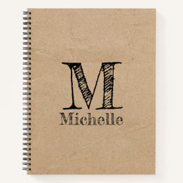 Cuaderno Monograma de papel negro kraft rústico