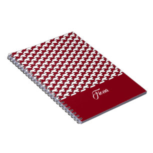 Cuaderno Monograma de patrón de gallo rojo y blanco