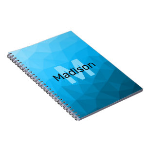 Cuaderno Monograma de patrón de malla geométrica con gradie