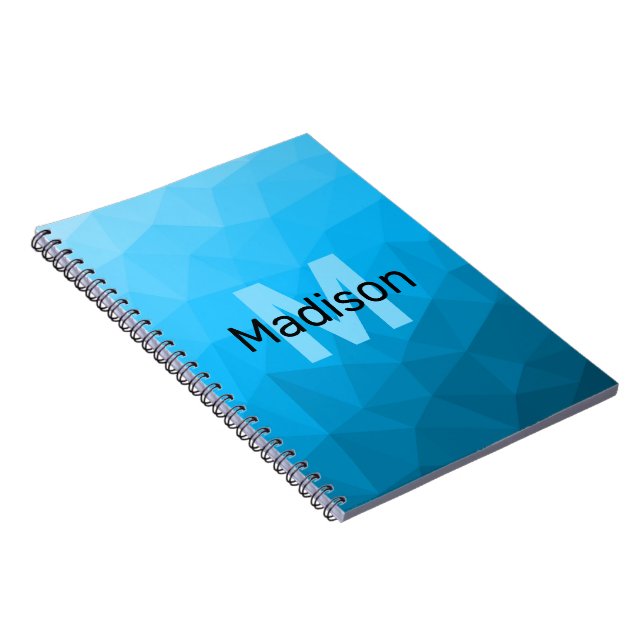Cuaderno Monograma de patrón de malla geométrica con gradie (Lado Derecho)