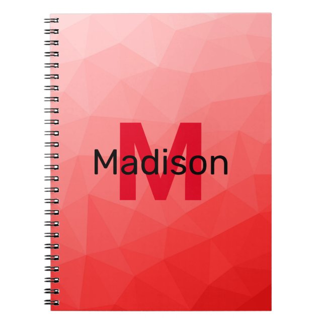 Cuaderno Monograma de patrón de malla geométrica de gradien (Frente)