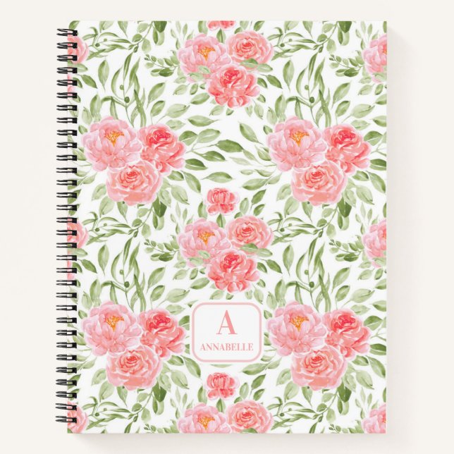 Cuaderno monograma de patrón de peones de color de (Anverso)