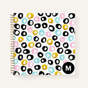 Cuaderno Monograma de Patrón de Puntos Abstractos de Moda