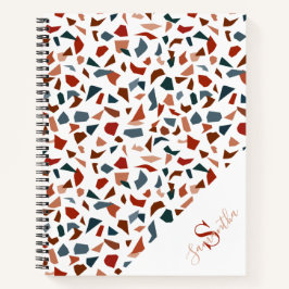 Cuaderno Monograma de Patrón de Terrazzo Moderno