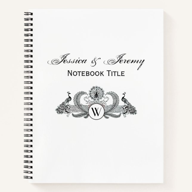 Cuaderno Monograma de pavos reales (Anverso)