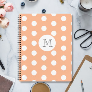 Cuaderno Monograma de Peach Polkadot