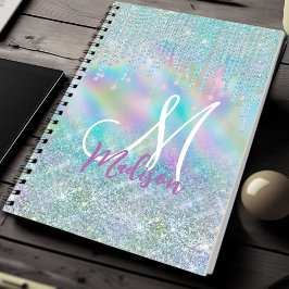 Cuaderno Monograma de perforación de diamantes de imitación