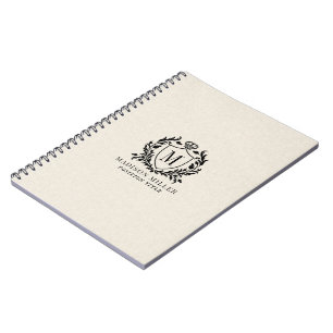Cuaderno Monograma de pergamino con cresta real negra en li
