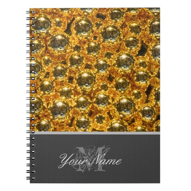 Cuaderno ¡Monograma de personalizable con bolas de navidade (Frente)
