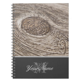 Cuaderno Monograma de personalizable con grungo de madera!