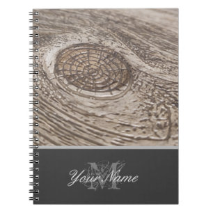 Cuaderno Monograma de personalizable con grungo de madera!