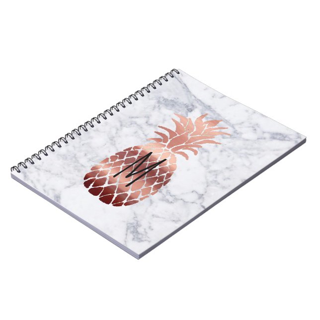 Cuaderno Monograma de piña de oro rosa (Lado Izquierdo)