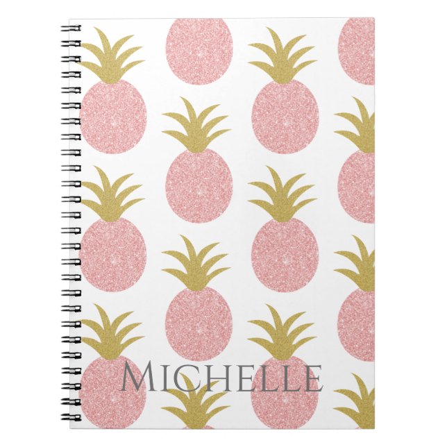 Cuaderno Monograma de piña rosa (Frente)