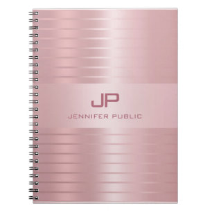 Cuaderno Monograma de plantilla de oro Rosa Elegante modern