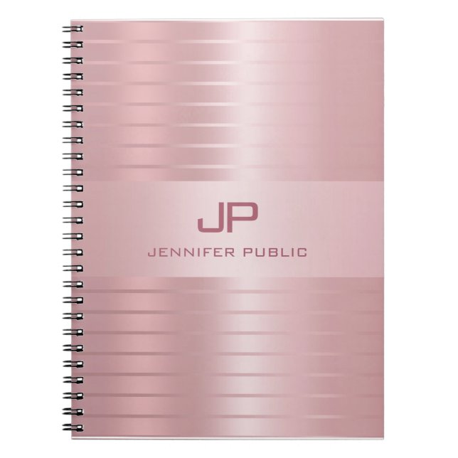 Cuaderno Monograma de plantilla de oro Rosa Elegante modern (Frente)