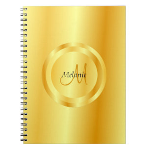 Cuaderno Monograma de plantilla elegante de Faux Gold perso