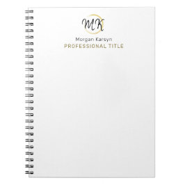 Cuaderno Monograma de plantilla elegante de oro blanco simp