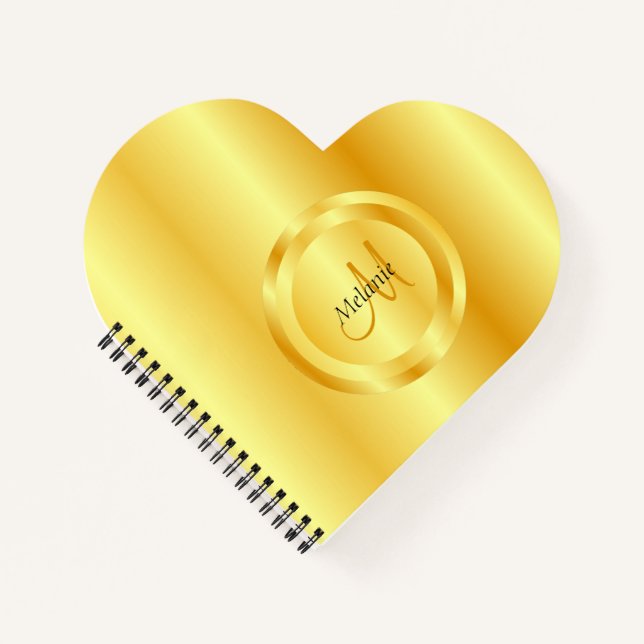 Cuaderno Monograma de plantilla elegante de oro falso perso (Anverso)
