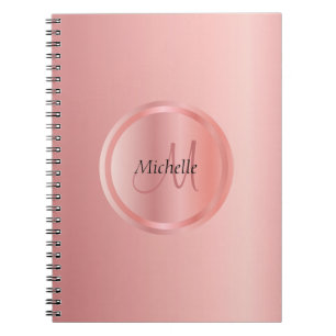 Cuaderno Monograma de plantilla Rosa Gold Elegant de person