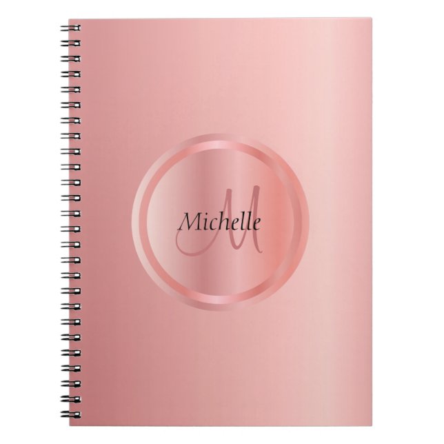Cuaderno Monograma de plantilla Rosa Gold Elegant de person (Frente)
