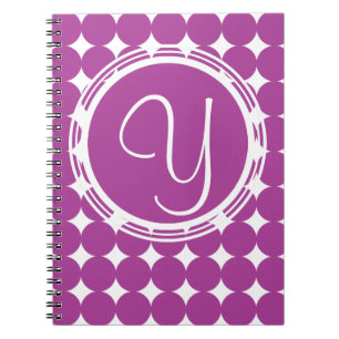 Cuaderno Monograma de Punto de Polka Púrpura