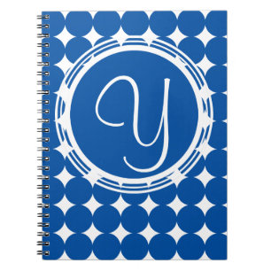 Cuaderno Monograma de puntos de Polka Azul