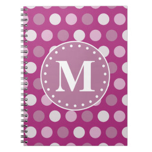 Cuaderno Monograma de puntos de polka púrpura negrita